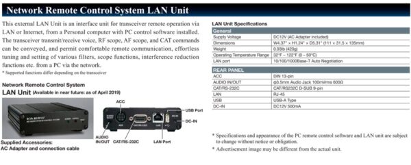 Yaesu LAN Moduł interfejsu via internet