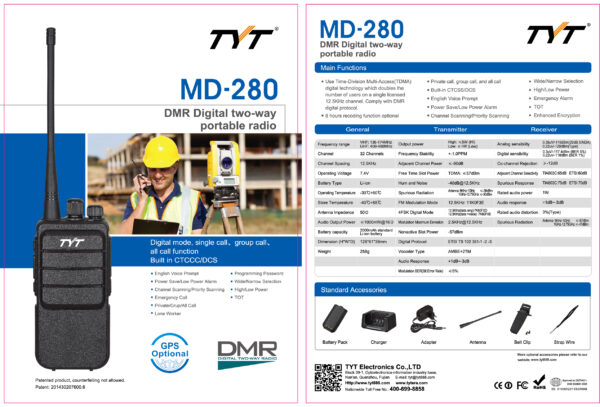 TYT MD-280 Radiotelefon profesjonalny z DMR - obrazek 4