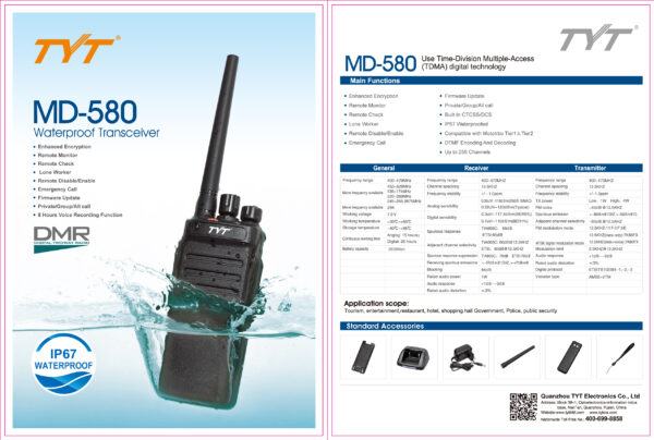 TYT MD-580 Radiotelefon jednopasmowy profesjonalny DMR - obrazek 5