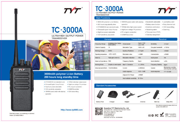 TYT TC-3000A Radiotelefon UHF ręczny - obrazek 9