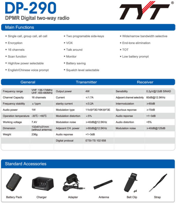 TYT DP-290 - Radiotelefon dPMR na pasmo UHF - obrazek 15