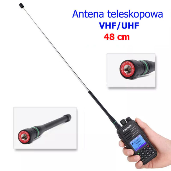AR-775 (S1) Antena teleskopowa VHF/UHF, złącze SMA-wtyk - obrazek 5