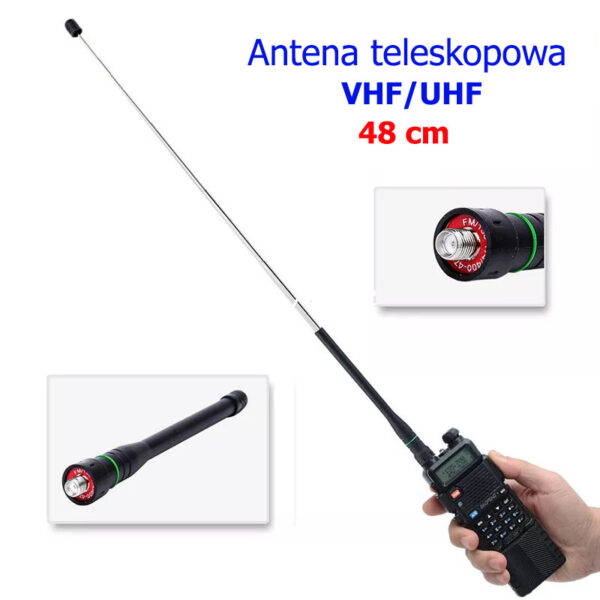 AR-775 (S2) Antena teleskopowa VHF/UHF, złącze SMA-gniazdo - obrazek 5