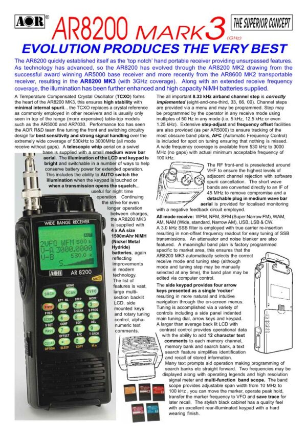 AOR AR-8200 Mk3 - Skaner radiowy (odbiornik szerokopasmowy) - obrazek 13