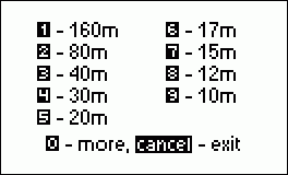 Band selection screen
