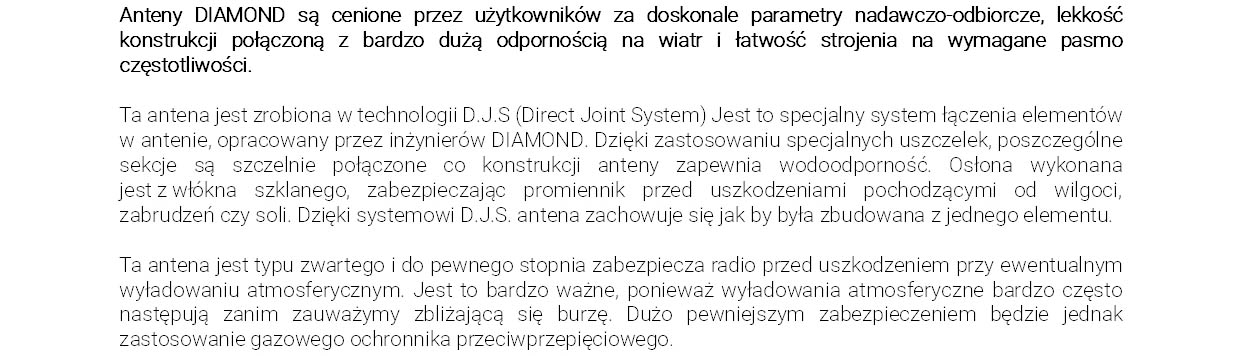 Antena pionowa Diamond X-300 jest typu zwartego
