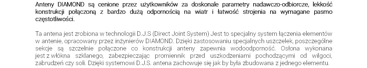 Antena bazowa VHF zbudowana jest z segmentów z włókna szklanego