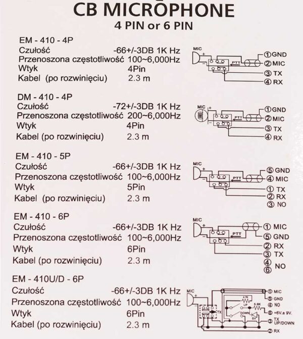 EM410-6P Mikrofon CB - obrazek 2