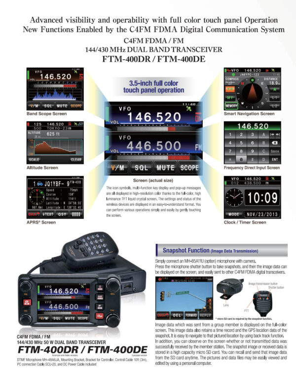 Yaesu FTM-400XDE Transceiver samochodowy Radiotelefon VHF/UHF - obrazek 4