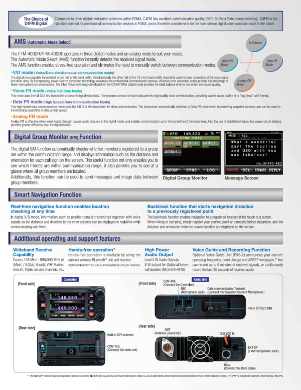 Yaesu FTM-400XDE Transceiver samochodowy Radiotelefon VHF/UHF - obrazek 5