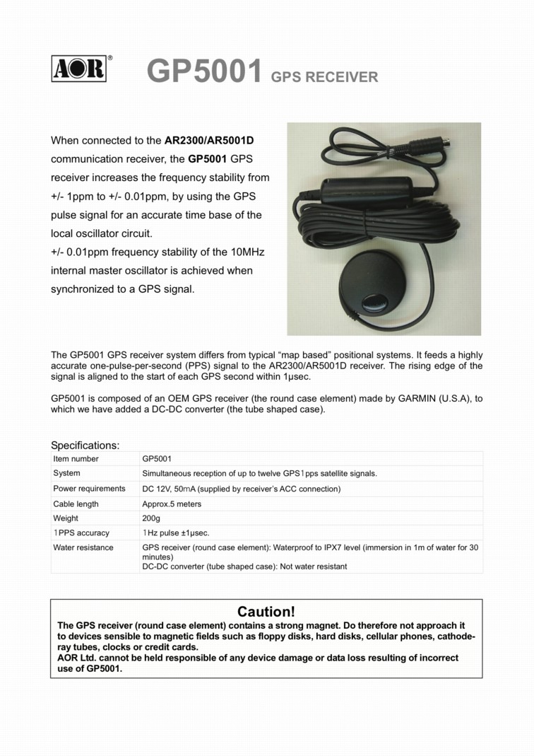 Interfejs z anteną GPS AOR GP-5001 - instrukcja obsługi