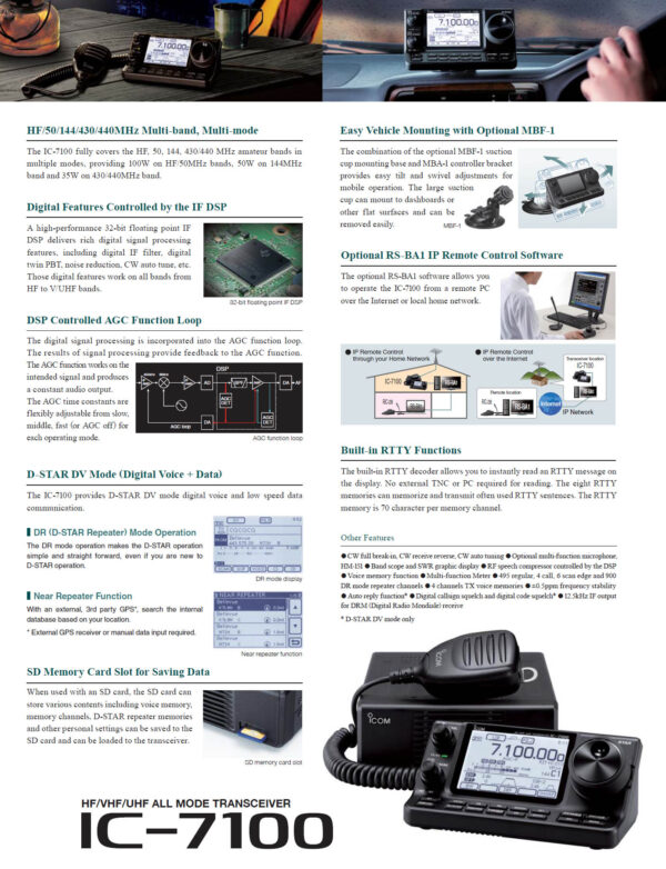 Icom IC-7100 - Radiostacja KF+6m/4m/2m/70cm - obrazek 4