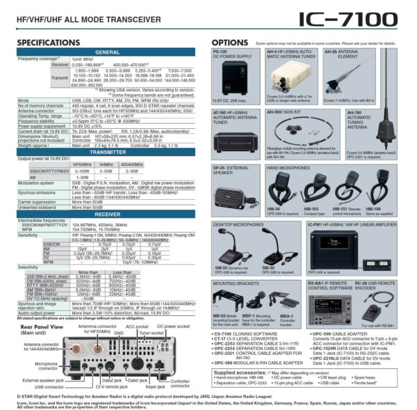 Icom IC-7100 - Radiostacja KF+6m/4m/2m/70cm - obrazek 5