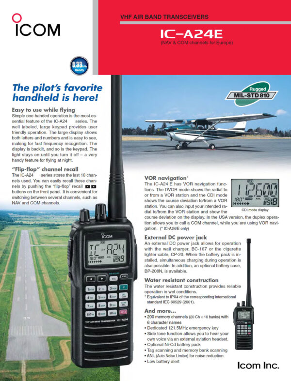 ICOM IC-A24 - Radiotelefon lotniczy z 8.33kHz - obrazek 6
