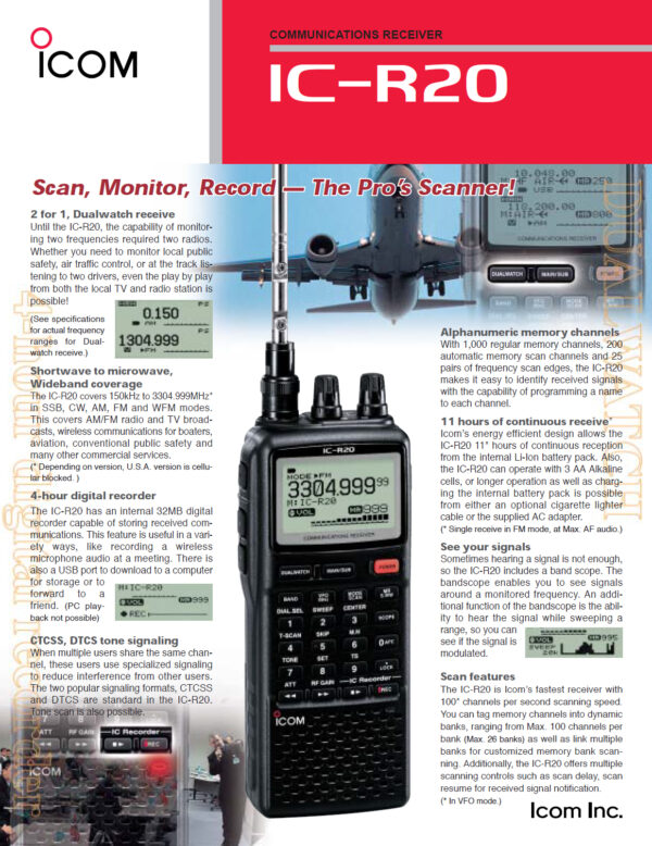 ICOM IC-R20 - Odbiornik szerokopasmowy - obrazek 7