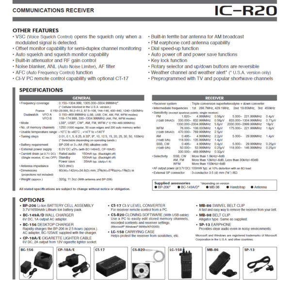 ICOM IC-R20 - Odbiornik szerokopasmowy - obrazek 8