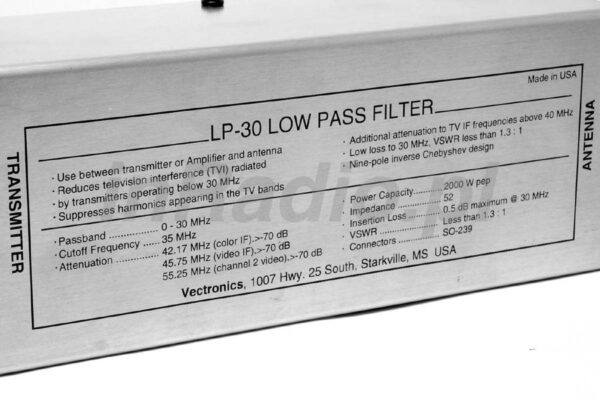 Vectronics LP-30 Filtr Dolnoprzepustowy Górnozaporowy - obrazek 3