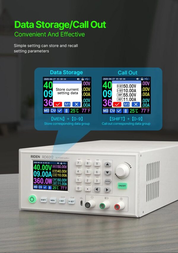 Riden RD6012/C Zasilacz 60V 12A kompletny - obrazek 4