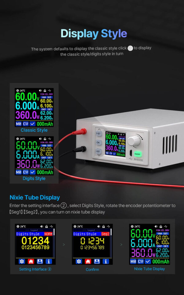 Riden RK6006/C Zasilacz kompletny z okablowaniem DC - obrazek 4