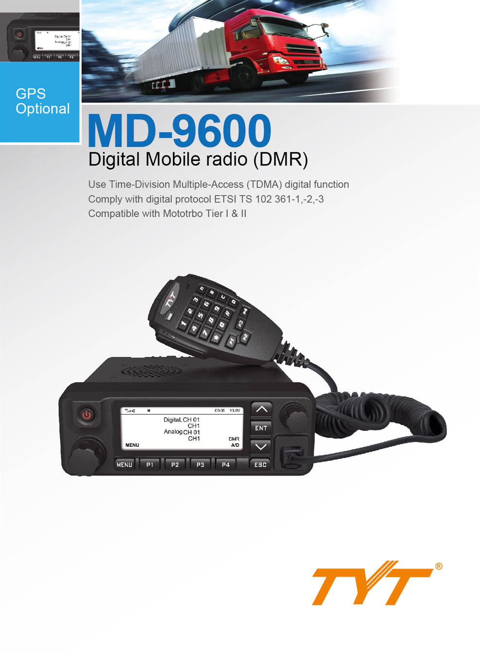 TYT MD-9600 Cyfrowy Transceiver Samochodowy karta katalogowa